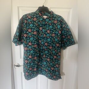 Kahala Shirt Mens XL Hawaiian Short Sleeve Collared Button Blue  100% Cotton